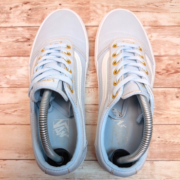 Vans Ward Lo Powder Blue EUC Low Top Women's Size 9.5 Gold Trainer Sneakers - Picture 3 of 14
